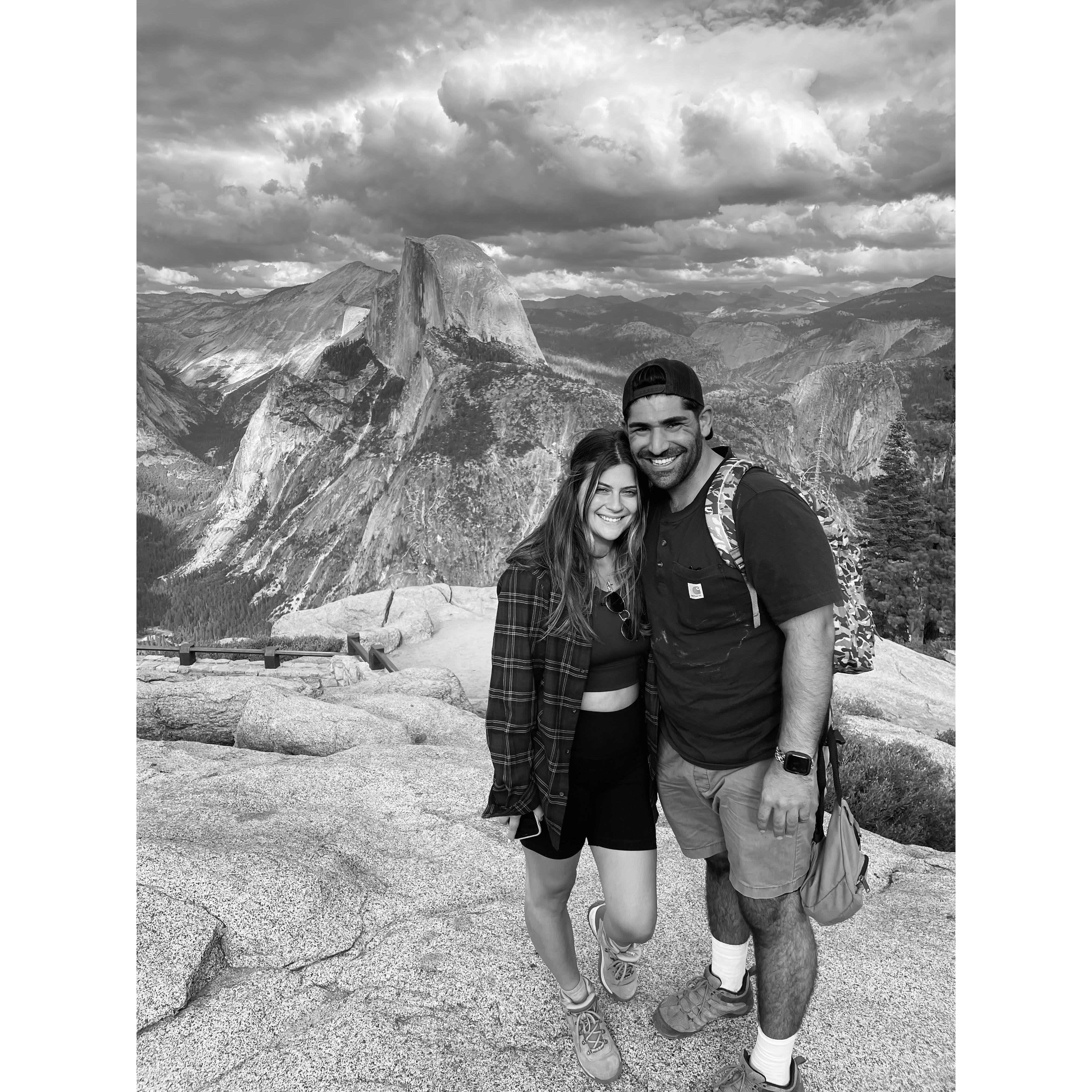 Survived our first, very unprepared hike together. Glacier Point, Yosemite National Park