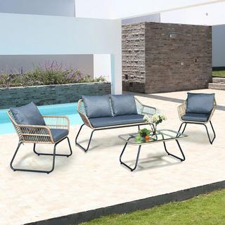 Lugano 4-Piece Patio Rattan Sofa Set