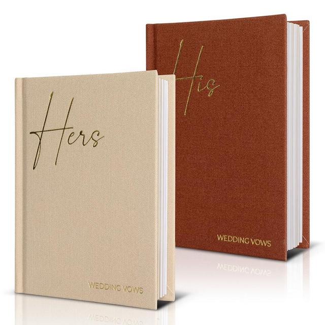 Elegant Linen Wedding Vow Books With Gold Foil Lettering - Perfectly Sized His and Hers Vow Books With Plenty Of Pages To Write Whatever is on Your Heart - A Beautiful Addition For The Wedding Day