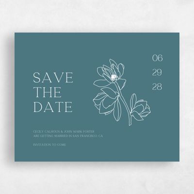 Grayed Teal, Green Wedding Save the Date - Alameda Bloom