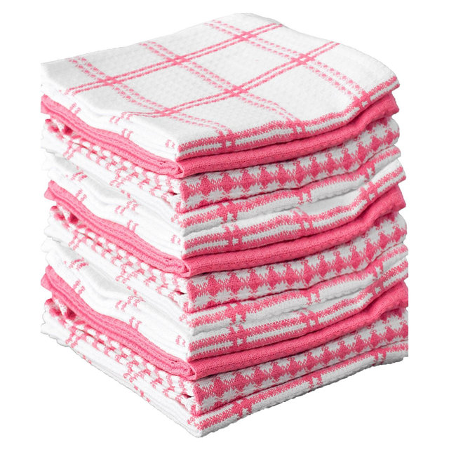T-Fal Coordinating Flat Waffle Weave Cotton Dish Cloths, Set of 12