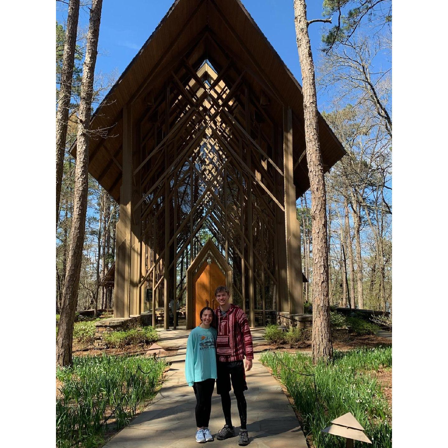 3/16/23 Thorncrown Chapel in Arkansas (architectural inspiration for the Holy Family Shrine)