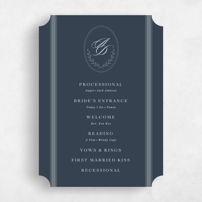 Grayed Navy, Blue Wedding Program - Clyde