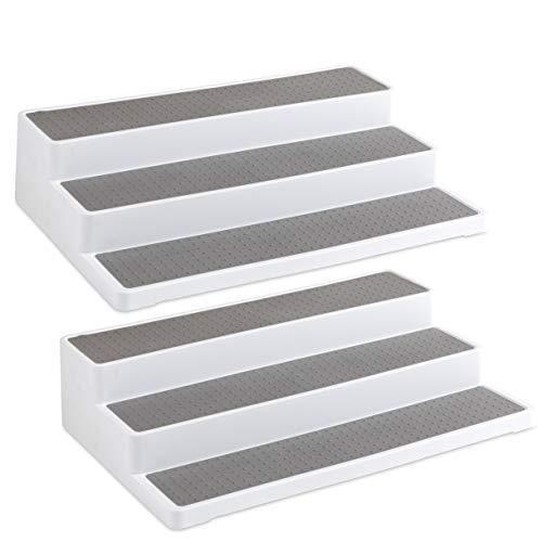 Homeries 3-Tier Spice Rack 2 Pack - Modern Design Waterproof and Non Skid Shelf Kitchen Organizer for Pantry Cabinet or Countertop Use…