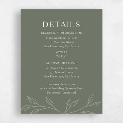 Dark Sage, Green Wedding Enclosure - Cassis
