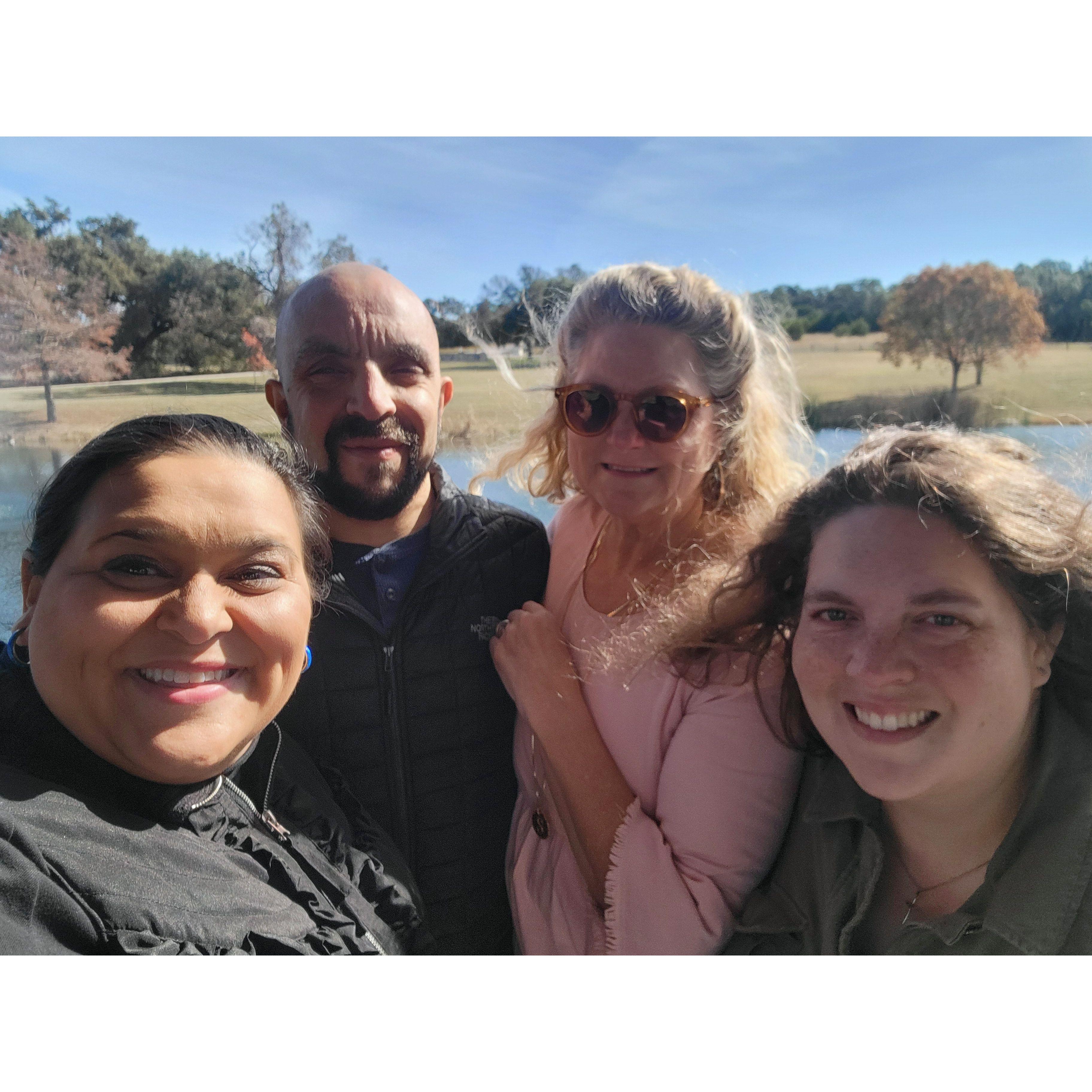 Thanksgiving 2024. Jarrod's mom & sister came to Austin for the 2nd time in 2024! The weather allowed for them to celebrate the new engagement and to check out Garey House.