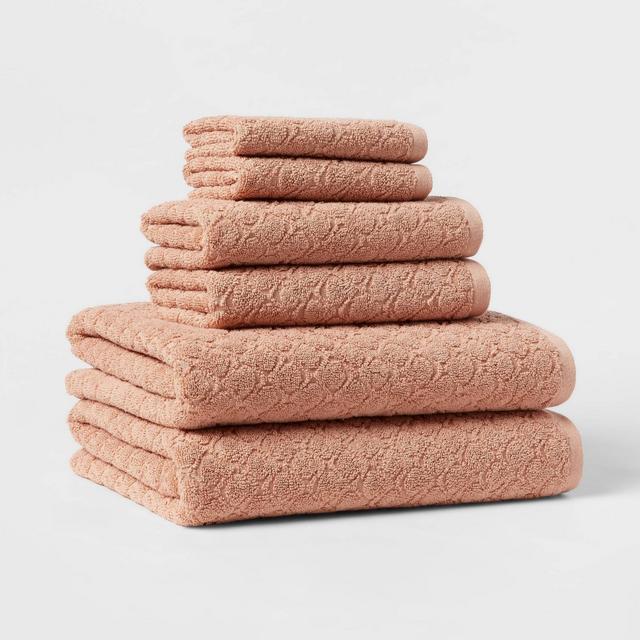 6pk Textured Bath Towel Set Clay - Threshold™