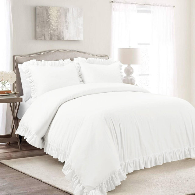 Lush Decor 3pc King Reyna 100% Cotton Duvet Cover Set White