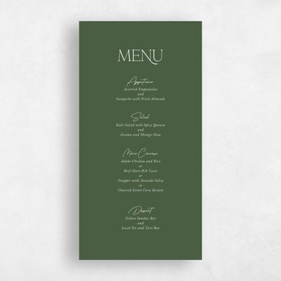 Dark Olive, Green Wedding Menu - Hasbrouk