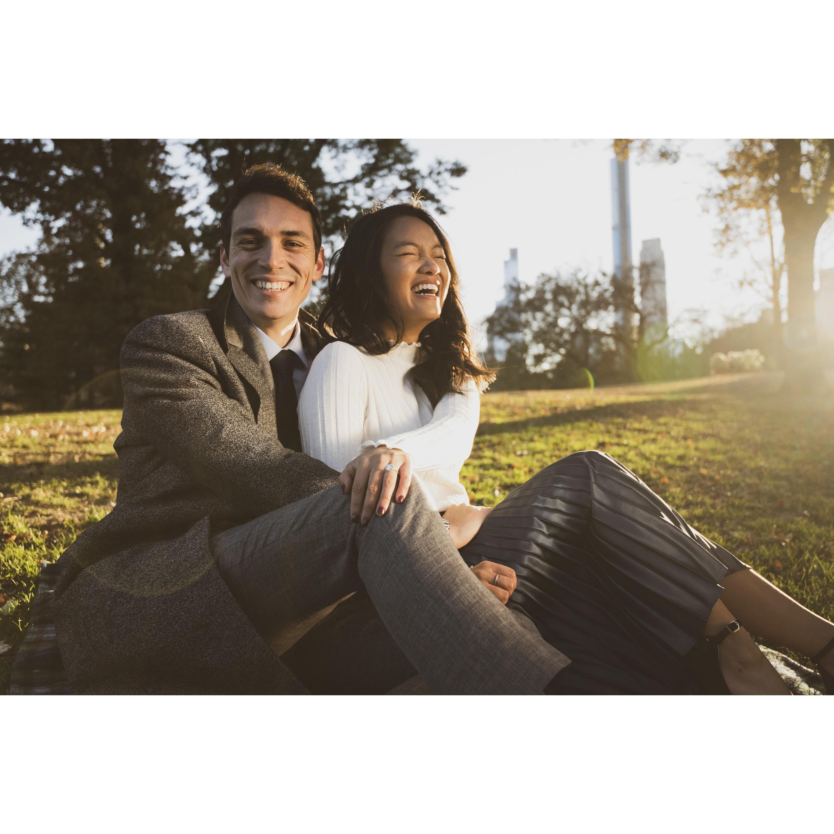 Our engagement shoot Central Park. It might not look it, but it was 30 degrees and FREEZING!