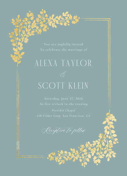 Calla Portrait Foil | Blue Sage | Zola Wedding Invitations