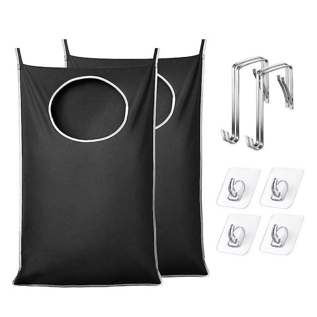 KEEPJOY Large Door Hanging Laundry Hamper, XL Hanging Hamper Bag with Large opening and 2 Strong Hooks for Whole Family Dirty clothes Large Size 36.5X22.5 inch Hanging Laundry bag (Black-2pack)