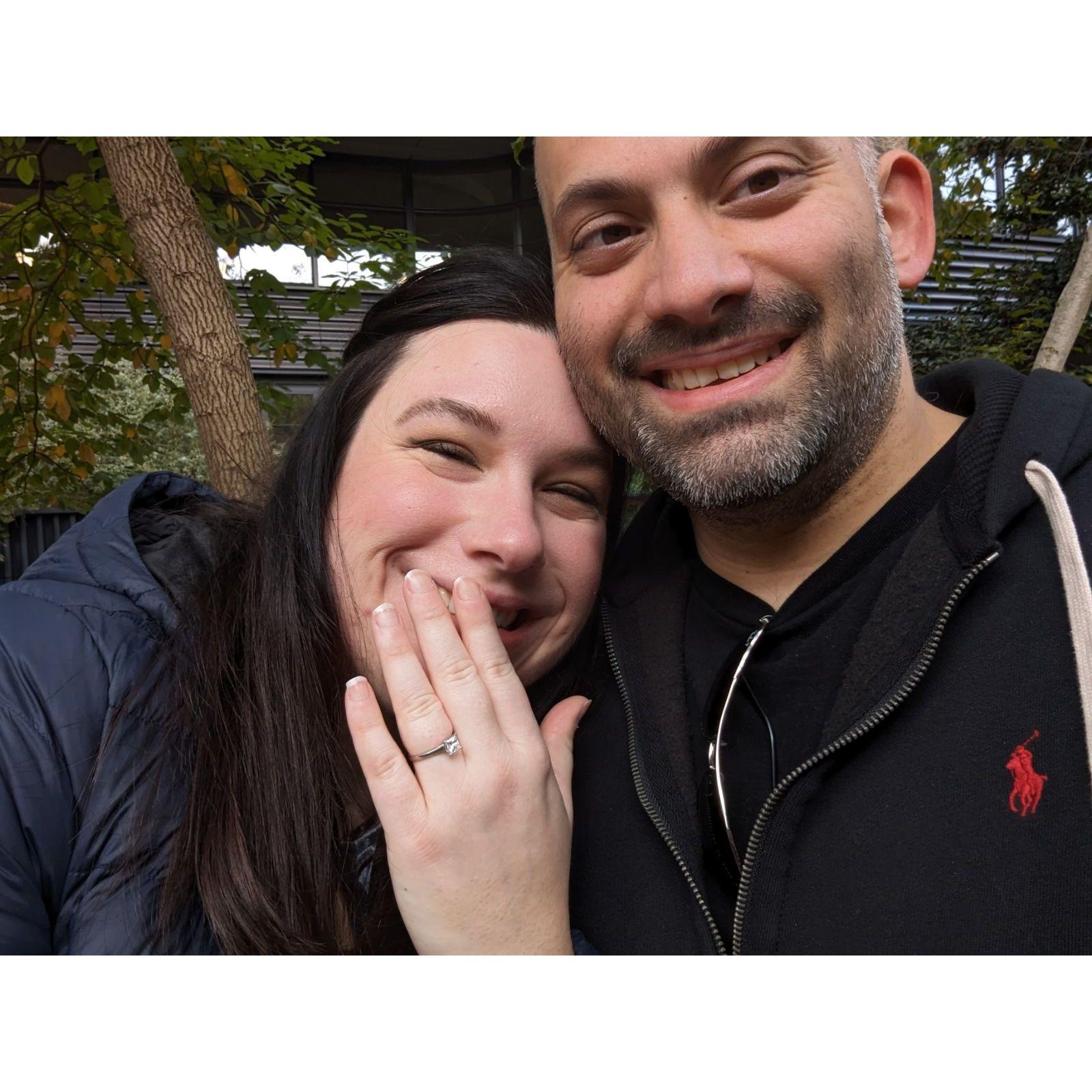 Moments after he popped the question