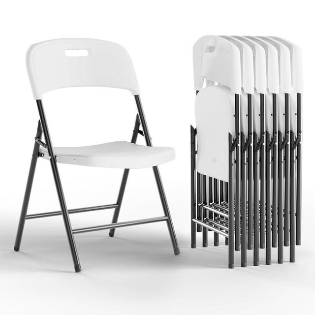 Ortus Collective Folding Chairs, 600lbs Capacity, Heavy-Duty Commercial Stackable Plastic Foldable Chairs for Indoor/Outside, Office, Kitchen, Party, Patio(White, 6 Pack)