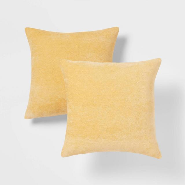 2pk Chenille Square Throw Pillows Yellow - Threshold™