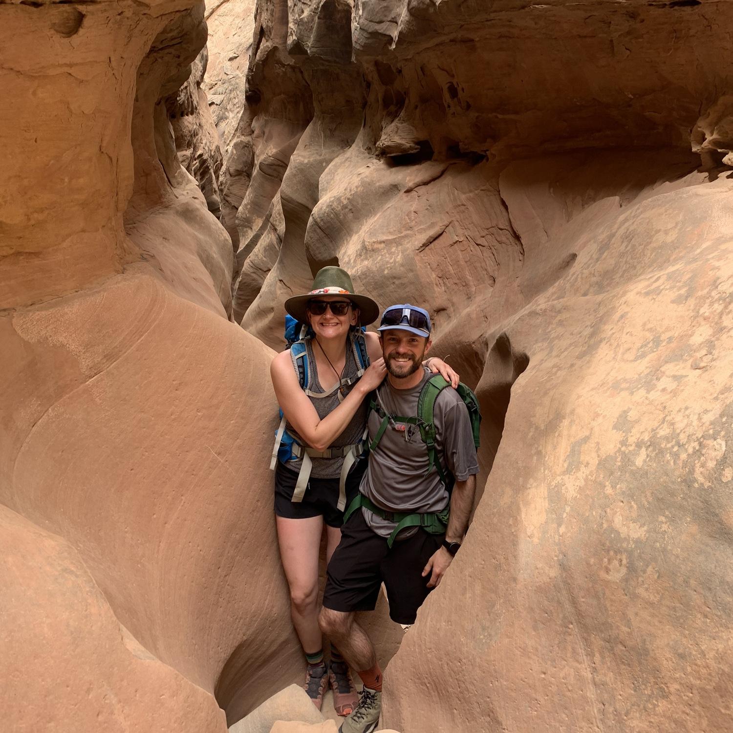 Lots of dessert road trips - hiking in a slot canyon in Southern Utah, 2023.
