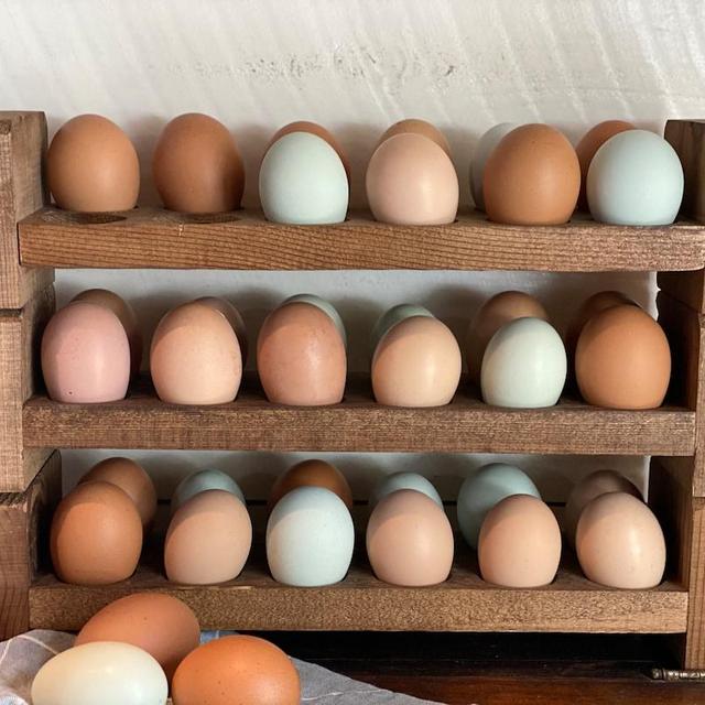 Farmhouse Stackable Wood Egg Holder - 3 stacks, stained