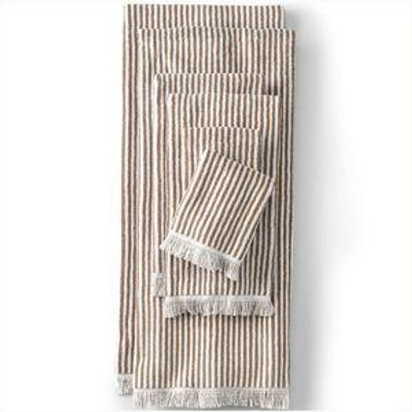 Dark jute brown stripe - Lands' End Cotton Yarn-dyed Stripe 6-Piece Bath Towel Set - Macy's