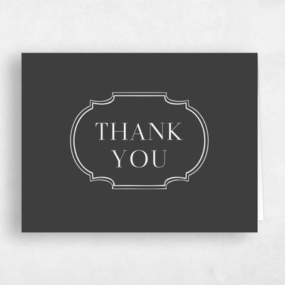 Dark Charcoal, Grey Wedding Thank You - Alpino Landscape