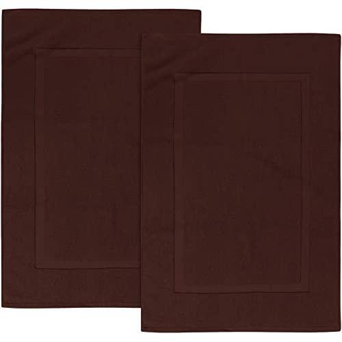 Utopia Towels Cotton Banded Bath Mats, Dark Brown, [Not a Bathroom Rug], 21 x 34 Inches, 100% Ring Spun Cotton - Highly Absorbent and Machine Washable Shower Bathroom Floor Towel (Pack of 2)