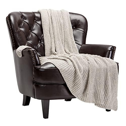 Chanasya Chenille Knit Super Soft Velvety Texture Throw Blanket - Cozy Classy Elegant Decorative with Subtle Shimmer for Sofa Chair Couch Bed Living Bed Room Taupe Gray Blanket - (50x65 Inches) Taupe