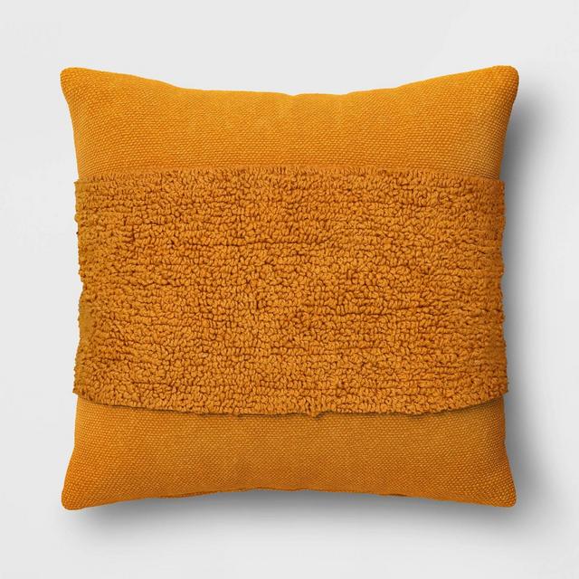 Cotton Tufted Square Throw Pillow Gold - Threshold™