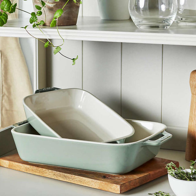 Staub 2-Piece Eucalyptus Green Ceramic Baking Dish Set