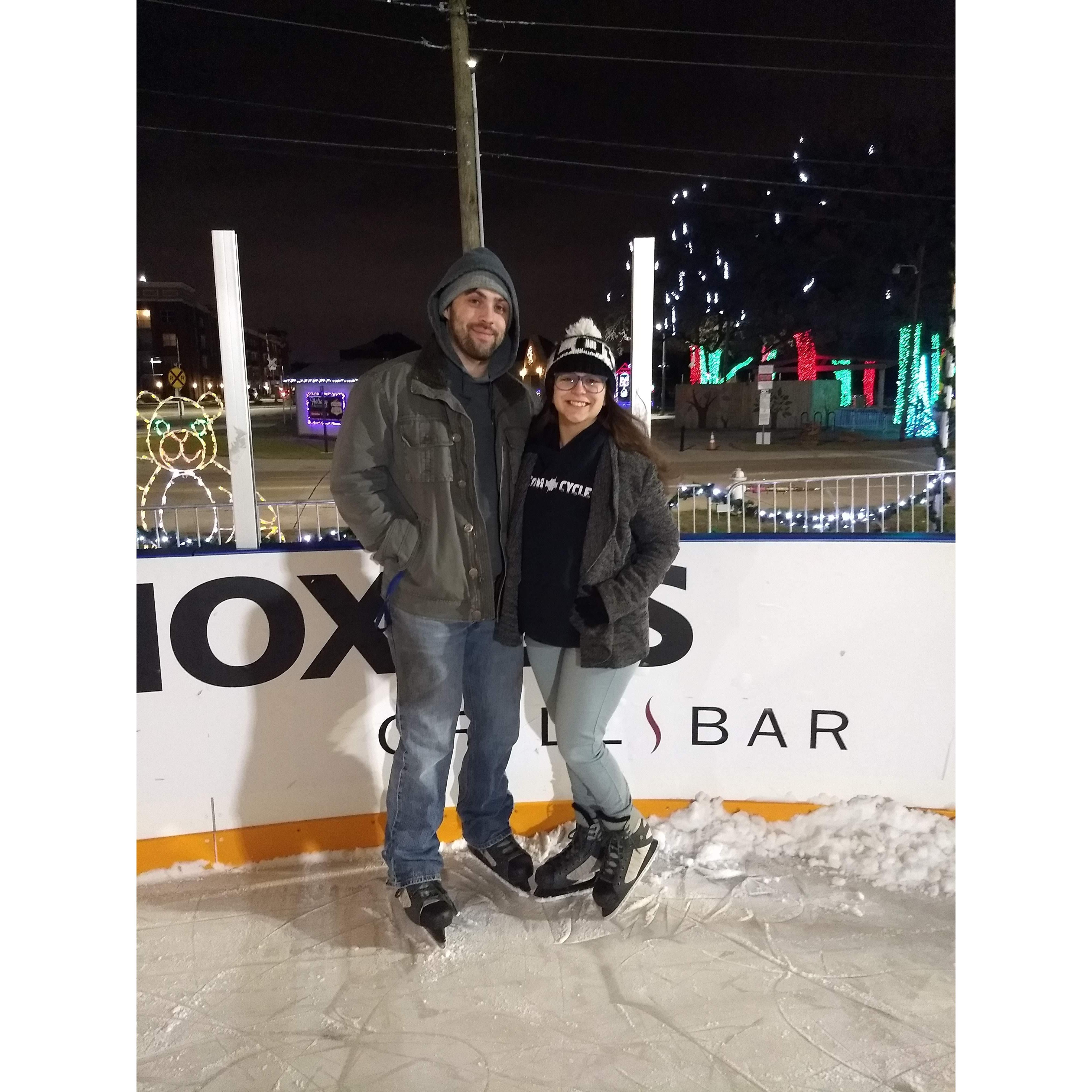 When we went to an outdoor ice skating rink. I'm surprised neither of us fell!