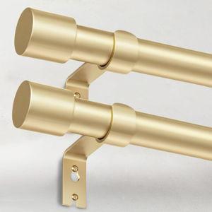 2 Pack Heavy Duty Curtain Rods for Windows 66 to 120 Inch, 1 Inch Gold Curtain Rods Set of 2 Pack for Outdoor, Farmhouse, Bedroom, Adjustable Easy Install Curtain Rods (A2,Gold,30"-120"-2Pack)