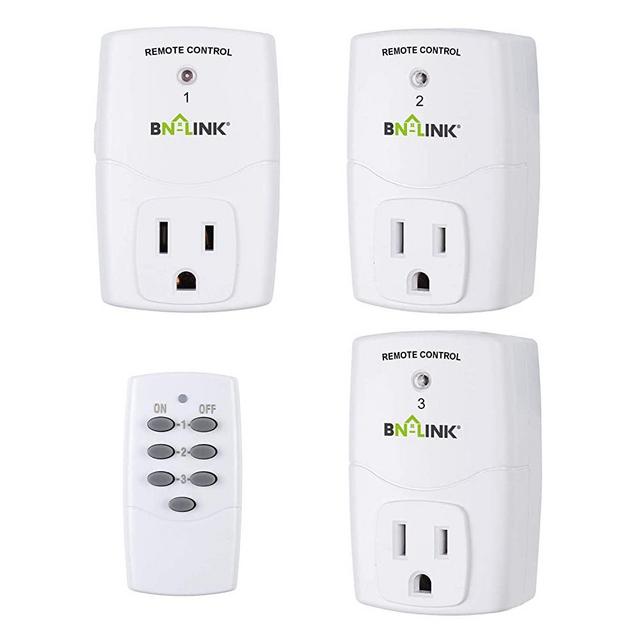 BN-LINK Mini Wireless Remote Control Outlet Switch Power Plug in for Household Appliances, Wireless Remote Light Switch, LED Light Bulbs, White (2