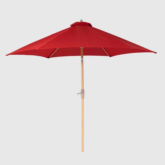 9' Round Patio Umbrella DuraSeason Fabric™ Red - Light Wood Finish - Threshold™