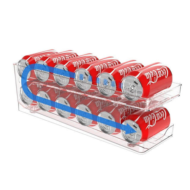 BingoHive Rolling Soda Can Dispenser for Refrigerator Pop Can Organizer for Drink Beer Seltzer Soda Pop Can Organizer for 12 Standard Size 11.15oz or 12oz Cans Holder Storage Pantry Organization