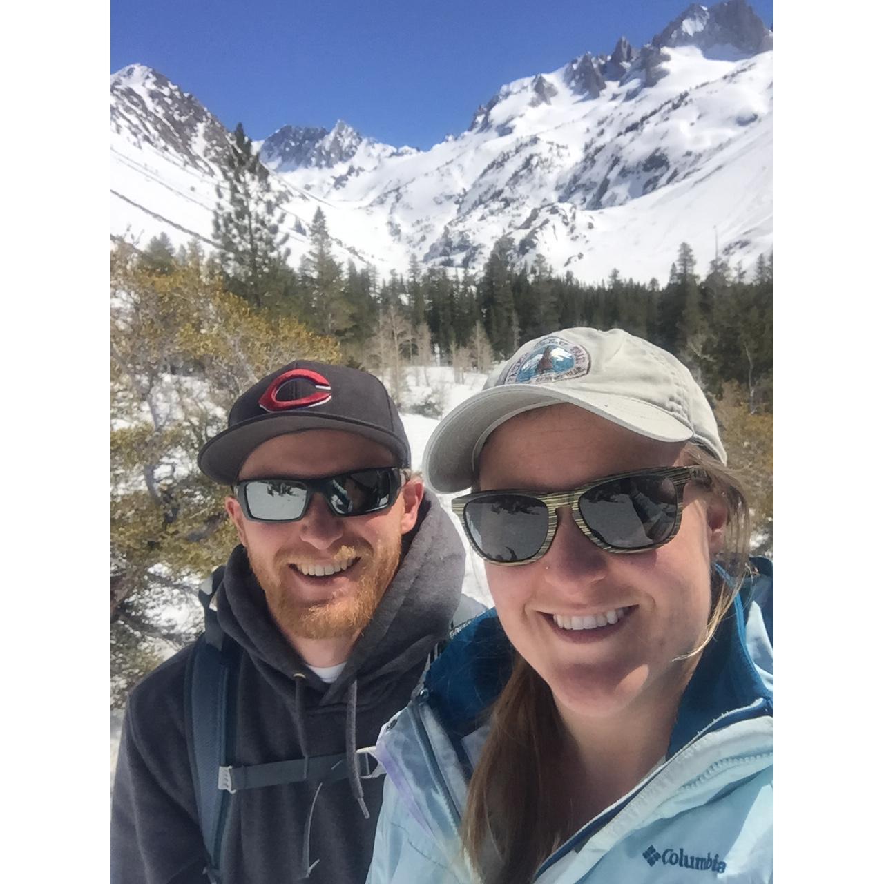 Quick snowshoe in April 2017 up to the place where Courtney's dad's ashes were spread -- later in life the place where Brent proposed to Courtney