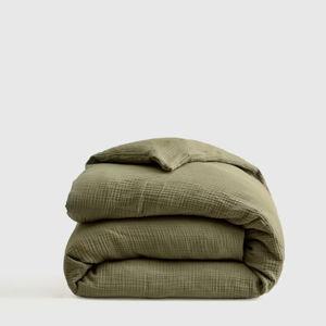 Organic Airy Gauze Duvet Cover in Olive - Cal King