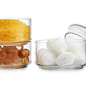 Elegant Home 3 Tier Stackable Clear Glass Candy Dishes / Cookie Holders / Apothecary Jars / Cotton Swab Holder with Lid