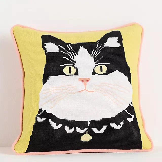 Arden Cotton Needlepoint Animal Pillow
