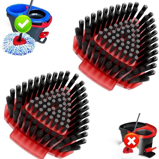 Upgraded Spin Mop Replace Scrub Mop Brush Compatible with O Cedar 2 Tank RinseClean, Great for Kitchen, Deck, Bathroom and Shower Floor Scrubber (2 Pack)