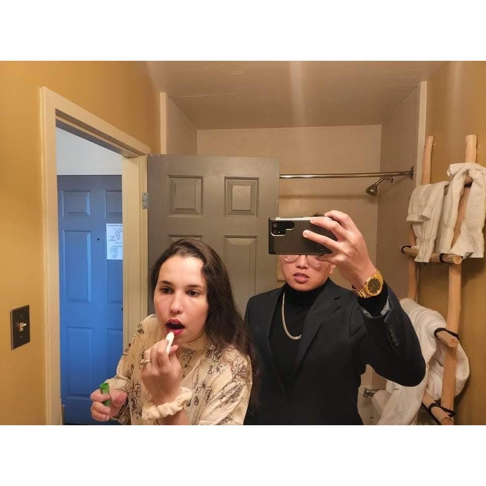 Someone has to take photos while we are getting ready to look cute
