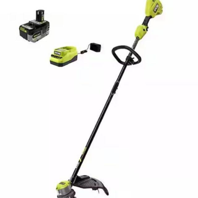 RYOBI ONE + HP 18V Brushless Whisper Series 15 in. Cordless Battery String Trimmer with 6.0 Ah Battery and Charger (Renewed)