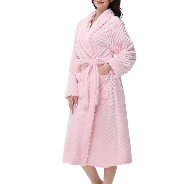 Yurhap Premium Robes for Women - Super Soft Cozy Fleece Womens Robe Plush Long Bathrobe