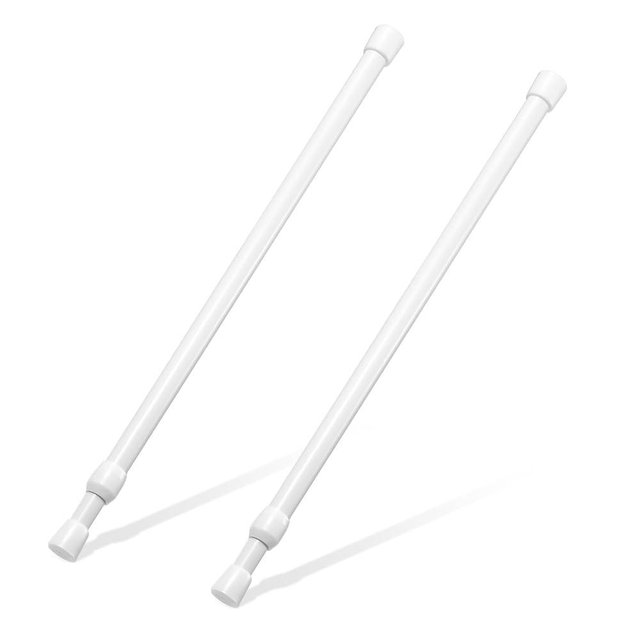 Tension Rod 16 to 28 Inch, Goowin Small Tension Rod, 5/8" Diameter No Drilling Expandable Short Tension Rods Spring Rods, Tension Rods for Closet, Cupboard, Hanging Clothes, 2 Pack, White