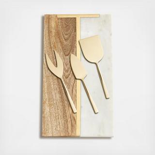 4-Piece Monogrammed Cheese Board & Knife Set