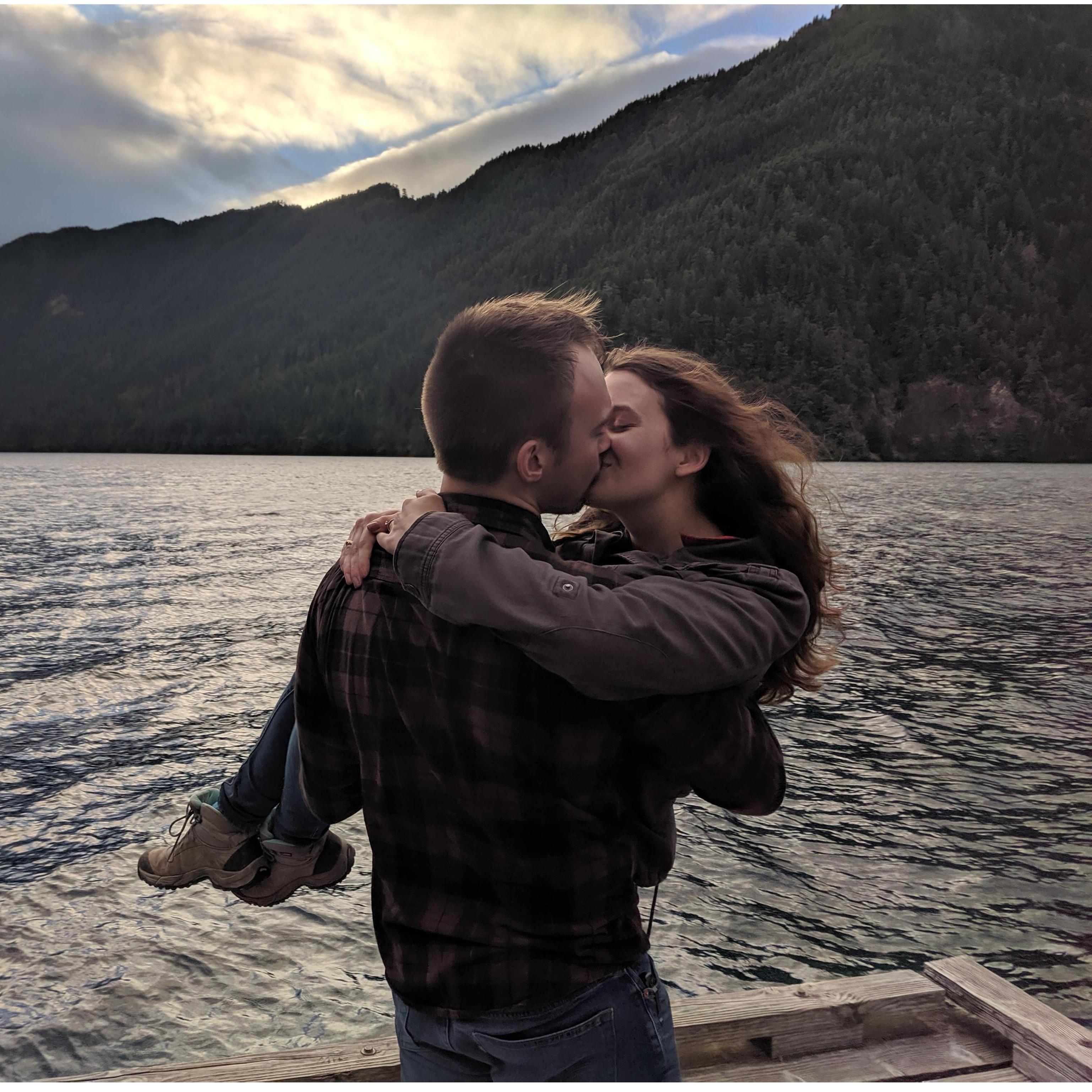 James popped the question on the dock outside of the Crescent Lake Lodge in Olympic National Park... She said yes!