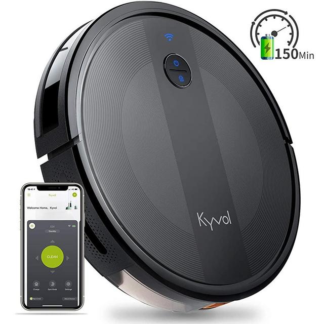 Kyvol Cybovac E20 Robot Vacuum Cleaner, 2000Pa Suction, 150 min Runtime, Boundary Strips Included, Quiet, Super-Thin, Self-Charging, Works with Alexa, Ideal for Pet Hair, Carpets, Hard Floors
