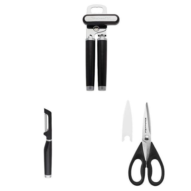 KitchenAid Classic Multifunction Can Opener/Bottle Opener, 8.34-Inch, Black & KitchenAid - KE112OHOBA KitchenAid Classic Euro Peeler & KitchenAid All Purpose Shears with Protective Sheath, Black