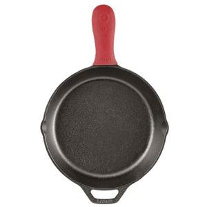 Lodge Silicone Hot Handle Holder - Dishwasher Safe Hot Handle Holder Designed for Lodge Cast Iron Skillets 9 Inches+ w/ Keyhole Handle - Reusable Heat Protection Up to 500° - Red
