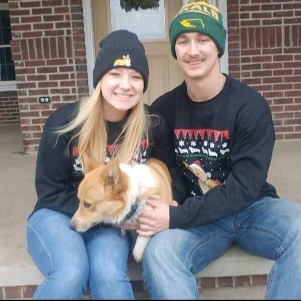 Christmas photo with baby Winston (Dec. 2018)