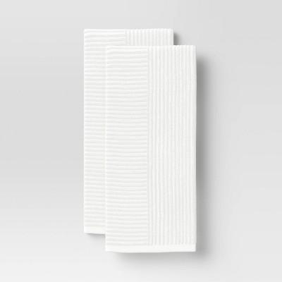 2 Pack Cotton Solid Ribbed Terry Kitchen Towels