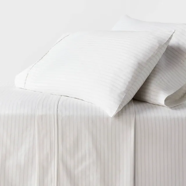 Full 400 Thread Count Performance Sheet Set Gray Stripe - Threshold™