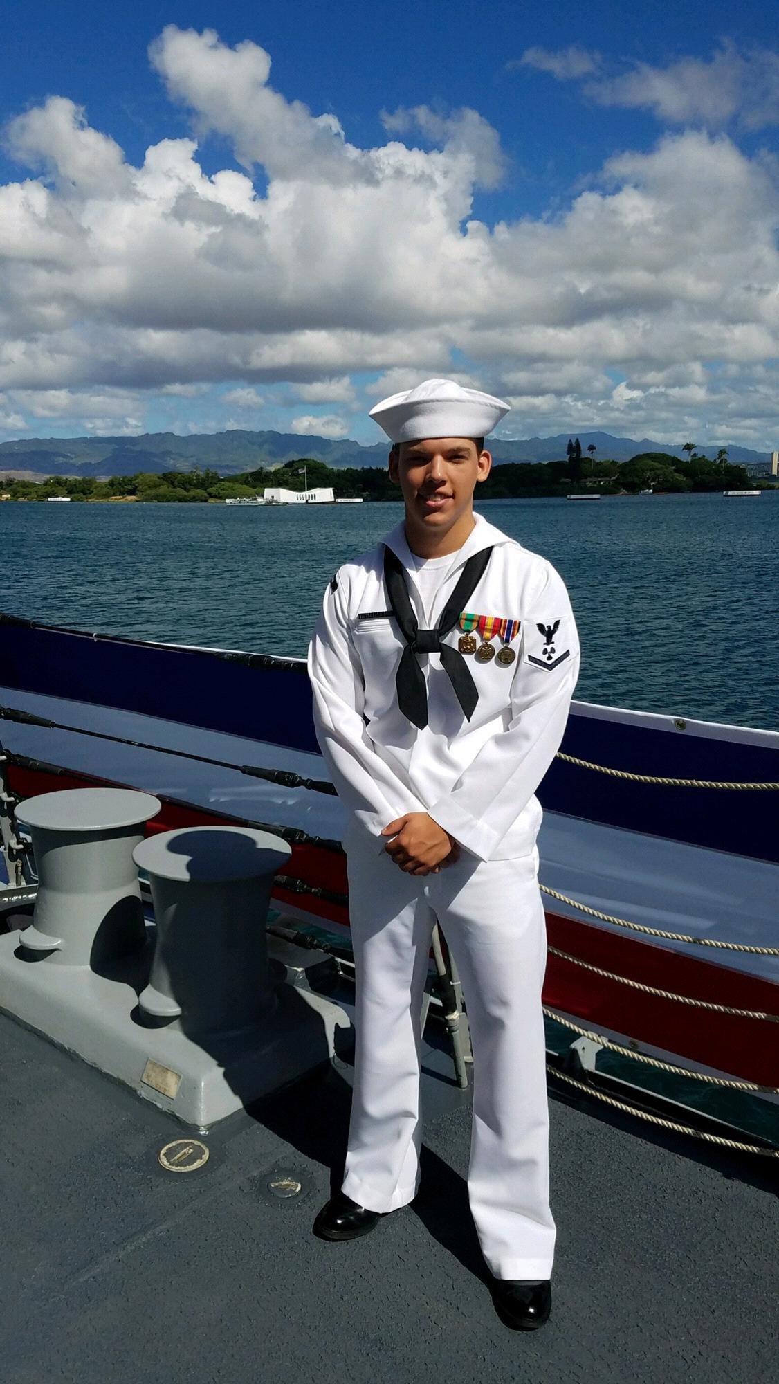 Caleb on board the John Finn DDG 113 in Pearl Harbor.